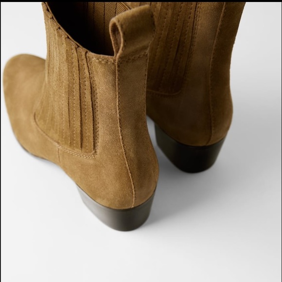 Zara Mid-Height Leather ankle boots size 7.5 - Picture 9 of 13